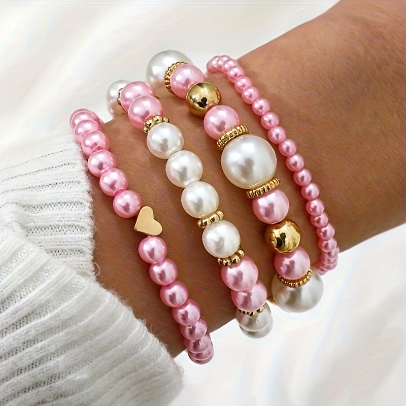 Ensemble de bracelets raffinés en forme de cœur ornés de perles