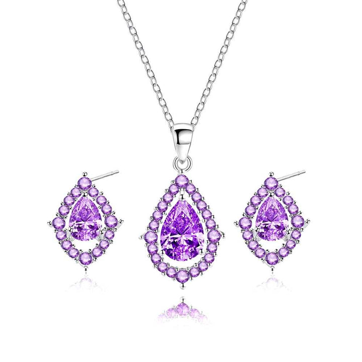Ensemble collier et boucles d'oreilles en améthyste