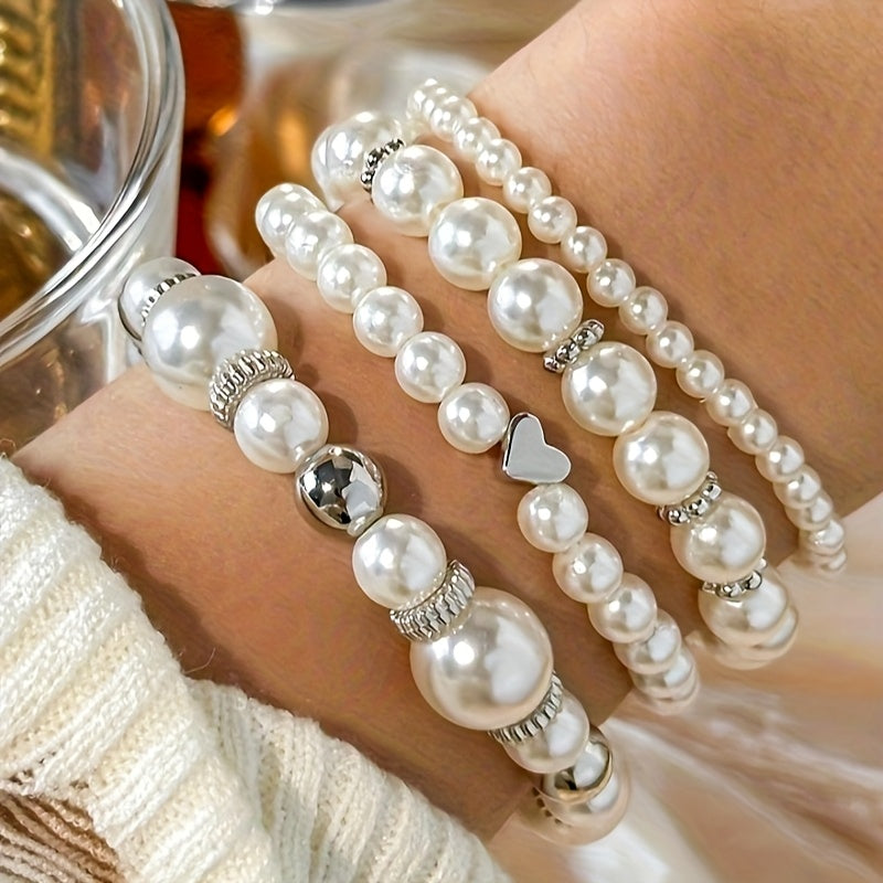 Ensemble de bracelets raffinés en forme de cœur ornés de perles