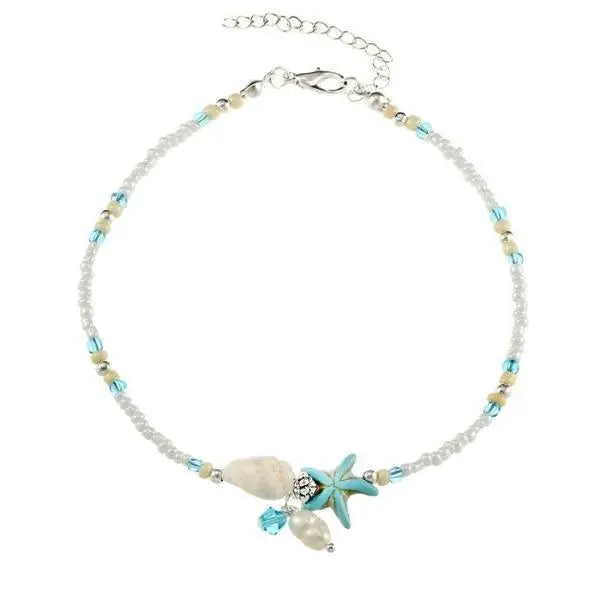 Bracelet ornée d'étoiles, de coquillages et de pierres naturelles