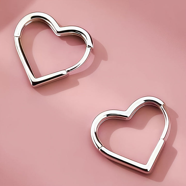 Boucles d'oreilles en cœur en acier inoxydable doré