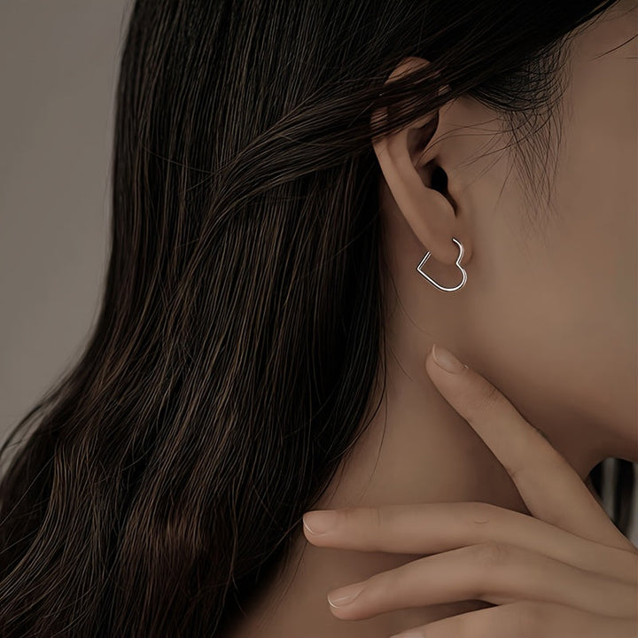 Boucles d'oreilles en cœur en acier inoxydable doré