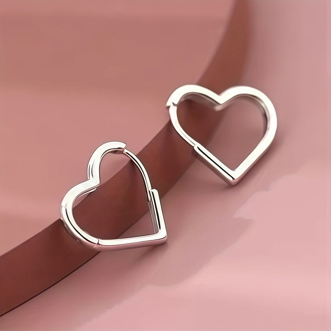 Boucles d'oreilles en cœur en acier inoxydable doré