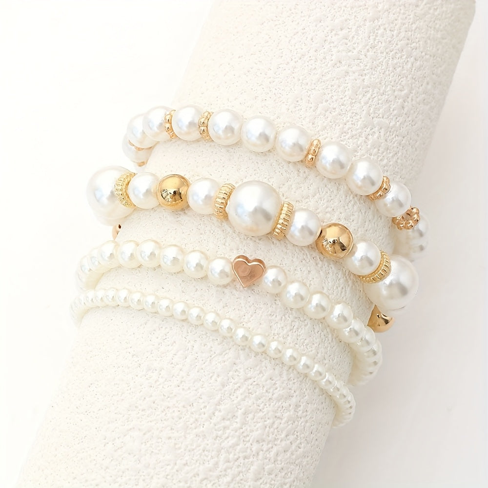 Ensemble de bracelets raffinés en forme de cœur ornés de perles