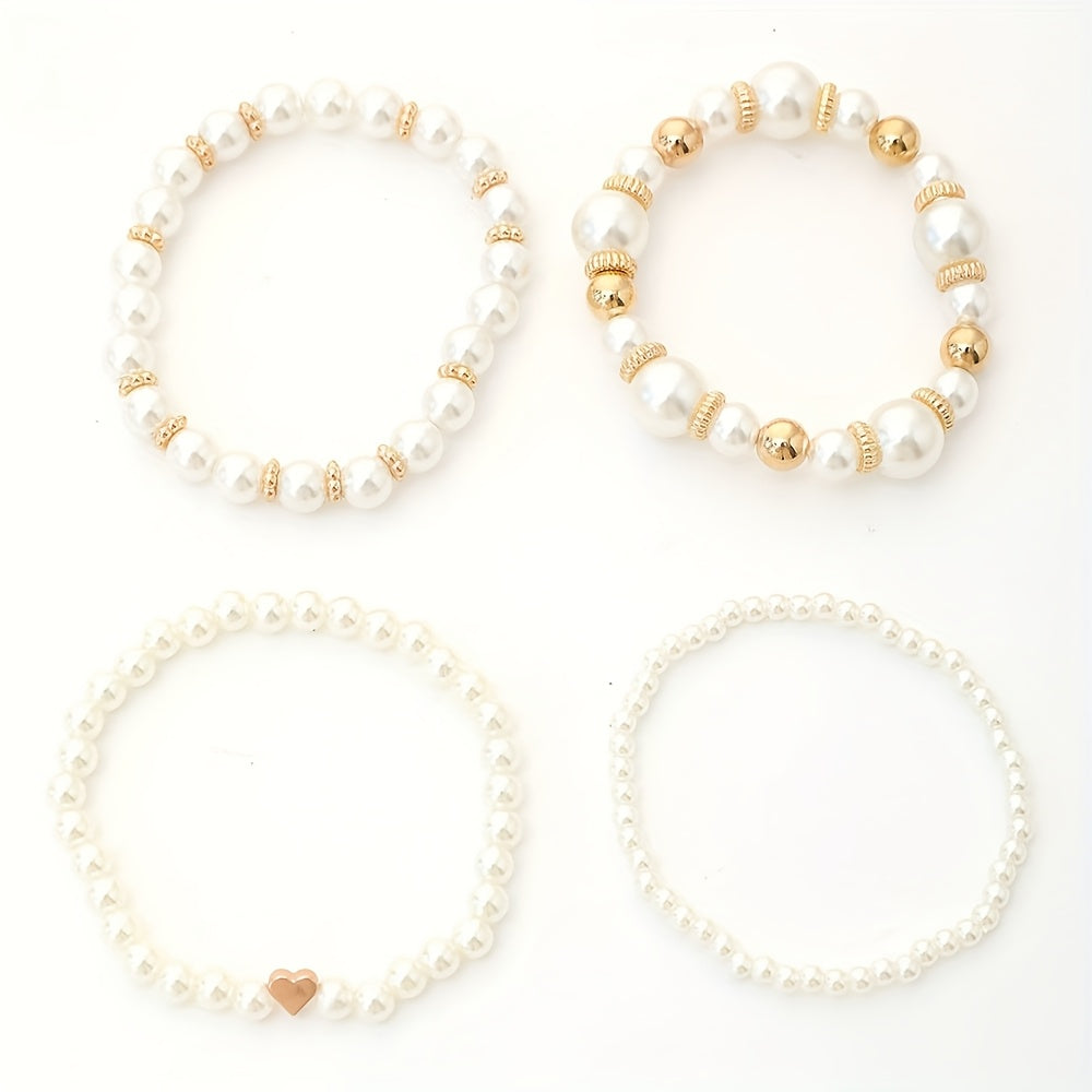 Ensemble de bracelets raffinés en forme de cœur ornés de perles
