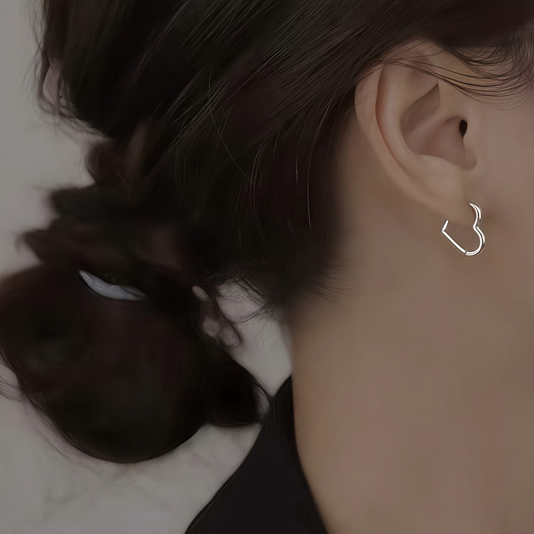 Boucles d'oreilles en cœur en acier inoxydable doré
