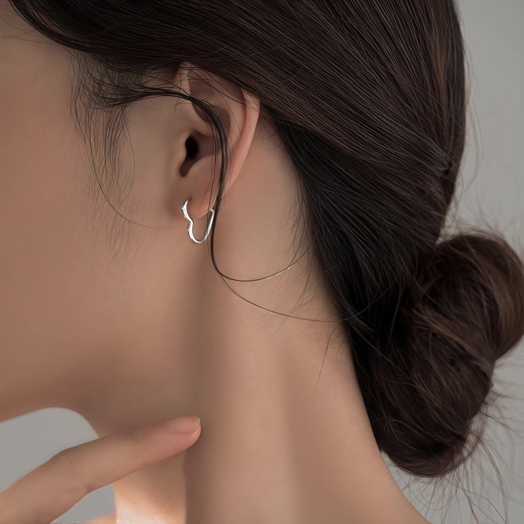 Boucles d'oreilles en cœur en acier inoxydable doré