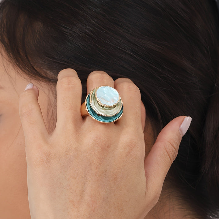 Bague boho à trois couches en émail
