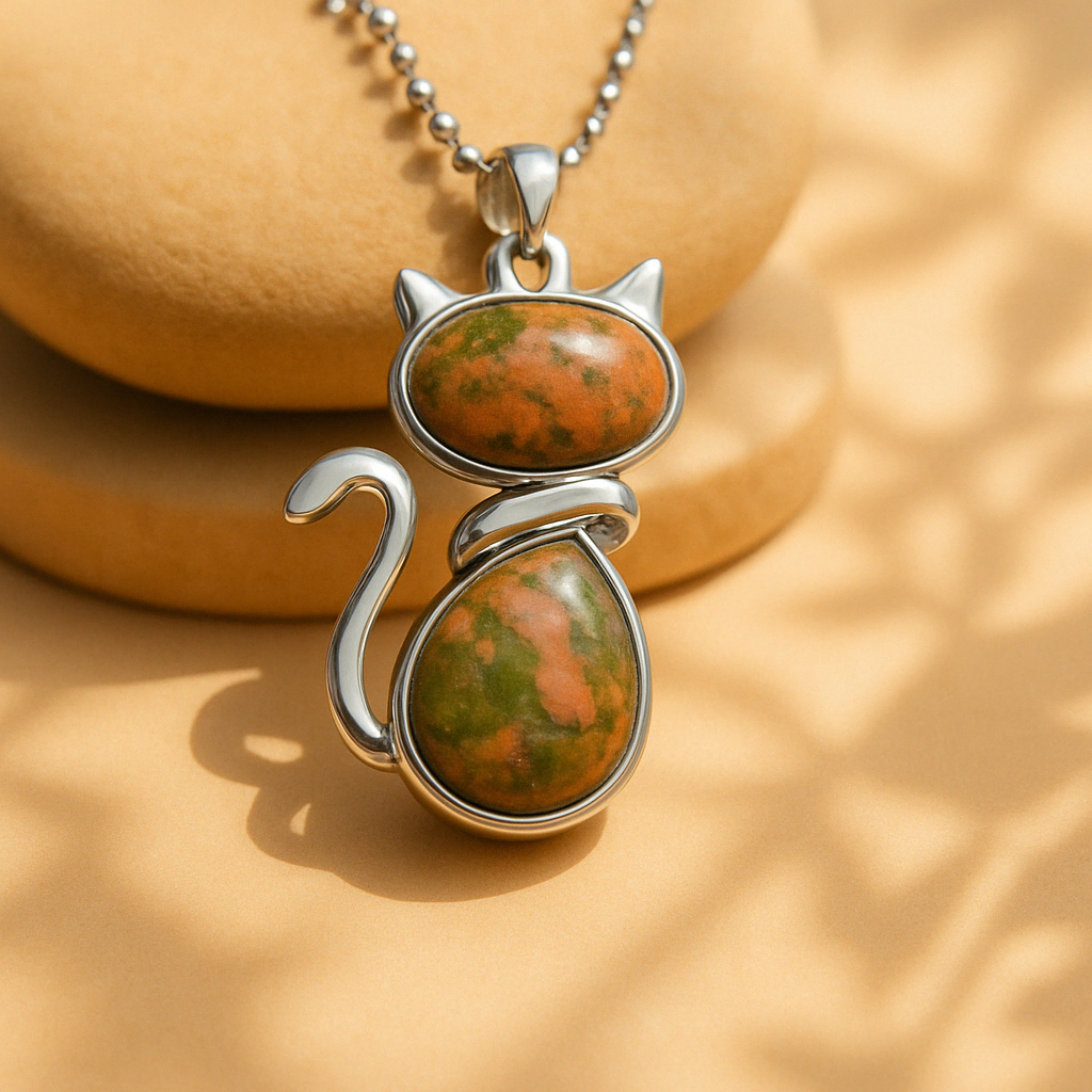 Collier orné d'un pendentif en pierre naturelle