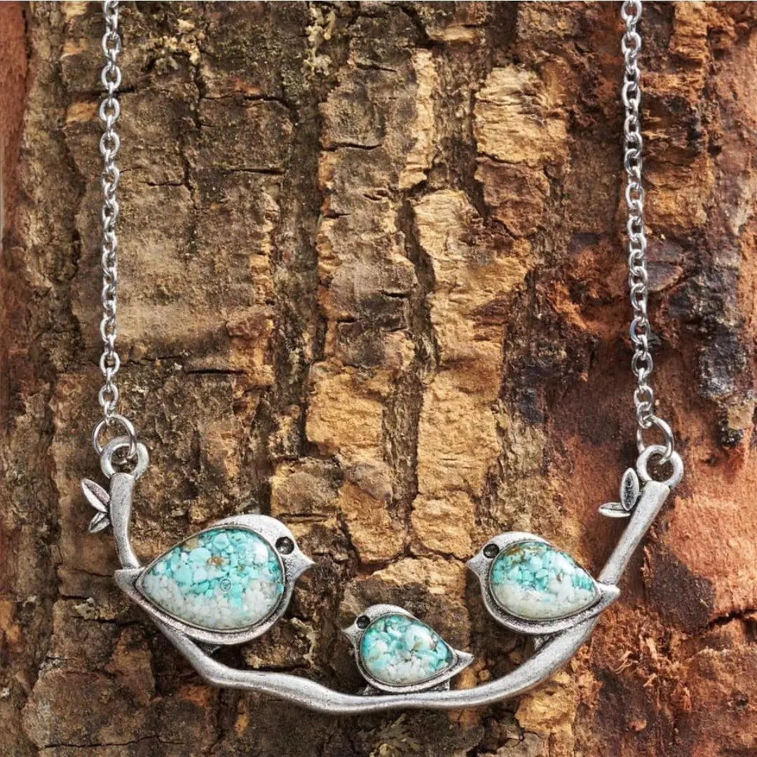 Collier Vintage en Argent avec Motif d'Oiseaux