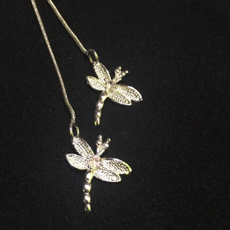 Collier en Argent Sterling avec Pendentif en Forme de Libellule