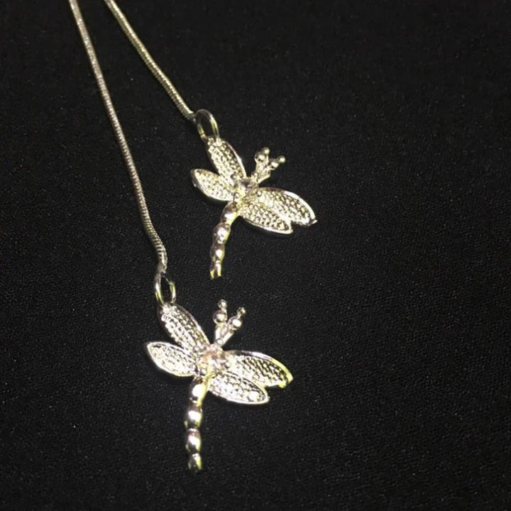 Collier en Argent Sterling avec Pendentif en Forme de Libellule