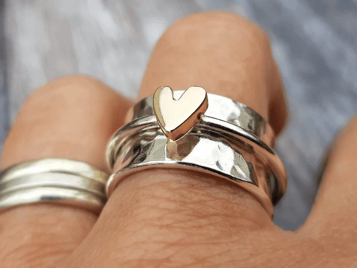 Mely - Bague en Argent avec Cœur Doré