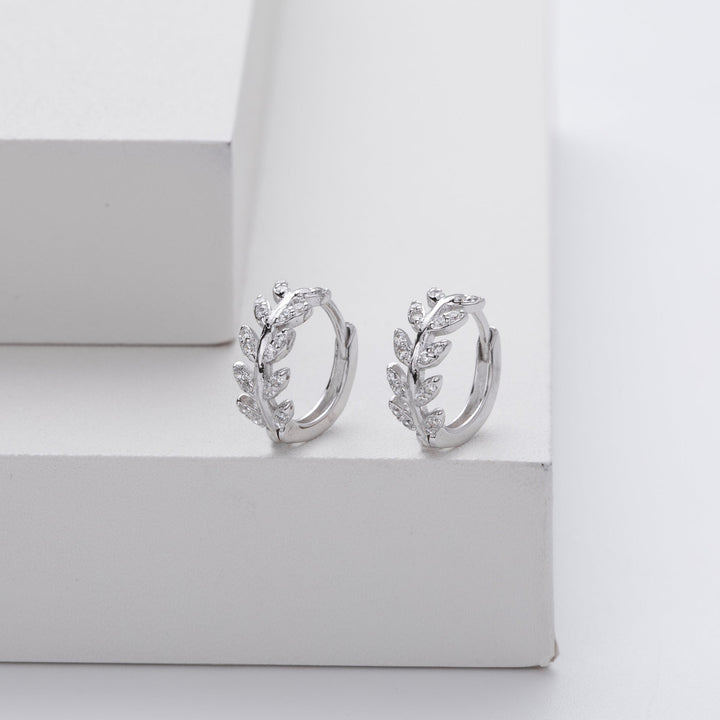 Créoles en Argent en Design de Feuille