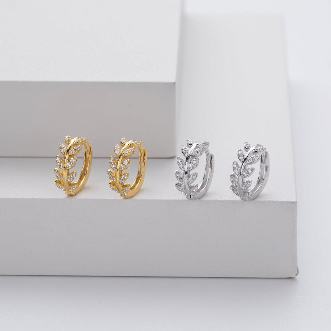 Créoles en Argent en Design de Feuille