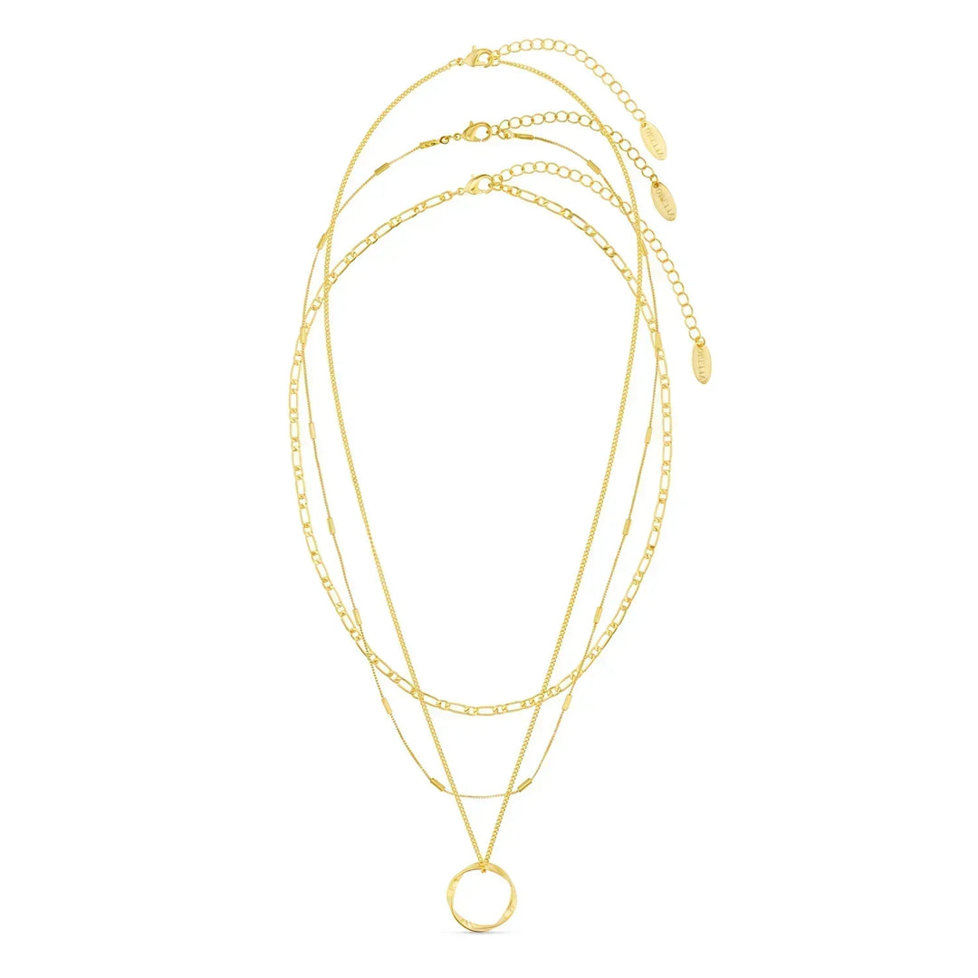 Collier en Or à Cerceau Ouvert avec Trois Rangées