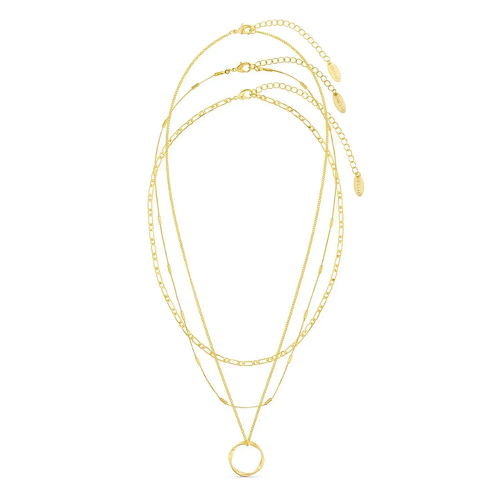Collier en Or à Cerceau Ouvert avec Trois Rangées