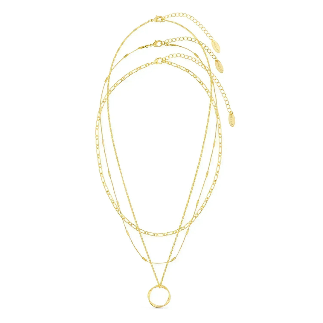 Collier circulaire ouvert à trois rangées dorées