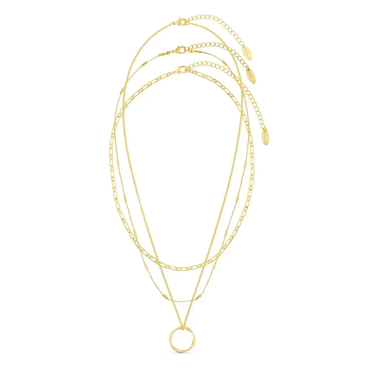 Collier circulaire ouvert à trois rangées dorées