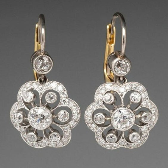 Boucles d'oreilles vintage en cristal au design mandala
