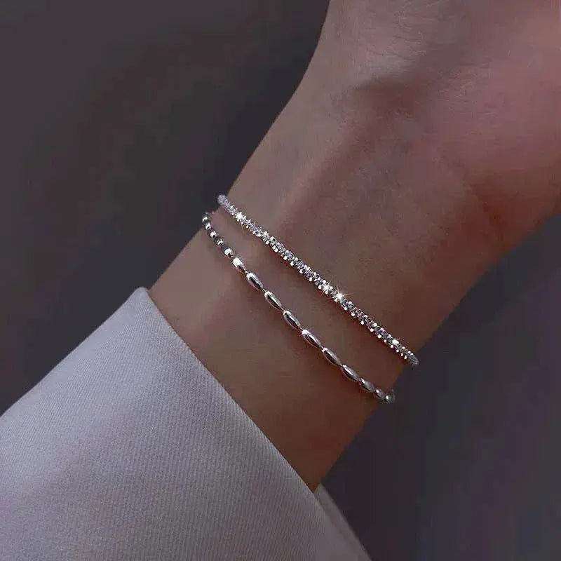 Set de bracelets raffinés en argent ornés de zirconium