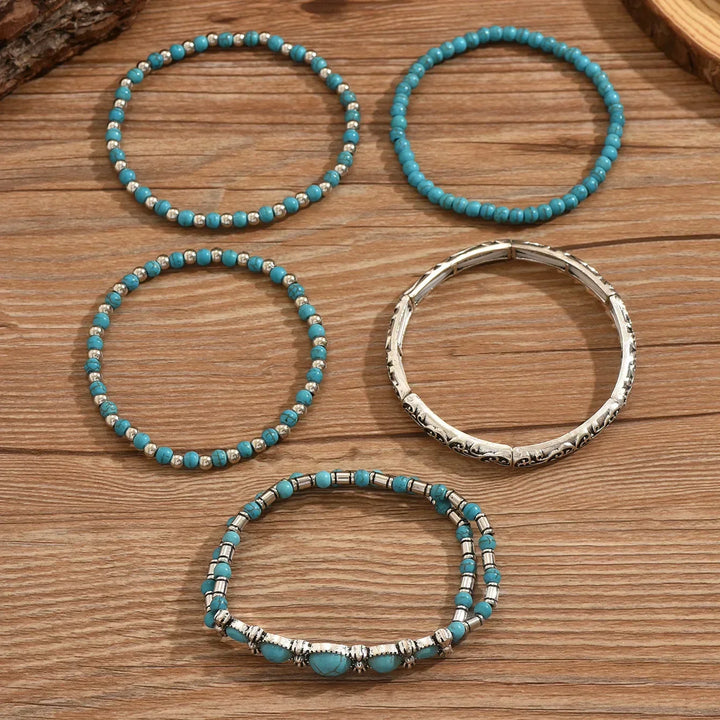 Ensemble de bracelets bohèmes avec perles turquoise