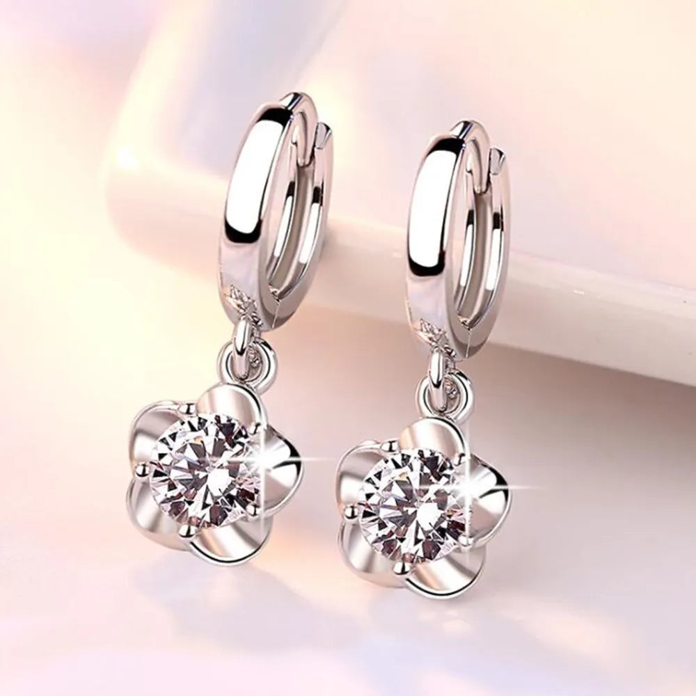 Boucles d'oreilles en argent sterling ornées de zirconium violet et blanc