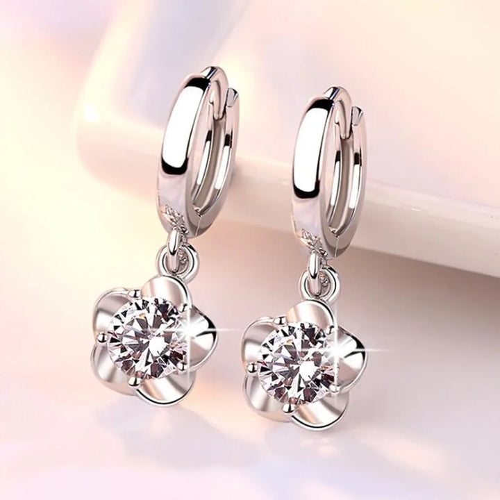Boucles d'oreilles en argent sterling ornées de zirconium violet et blanc