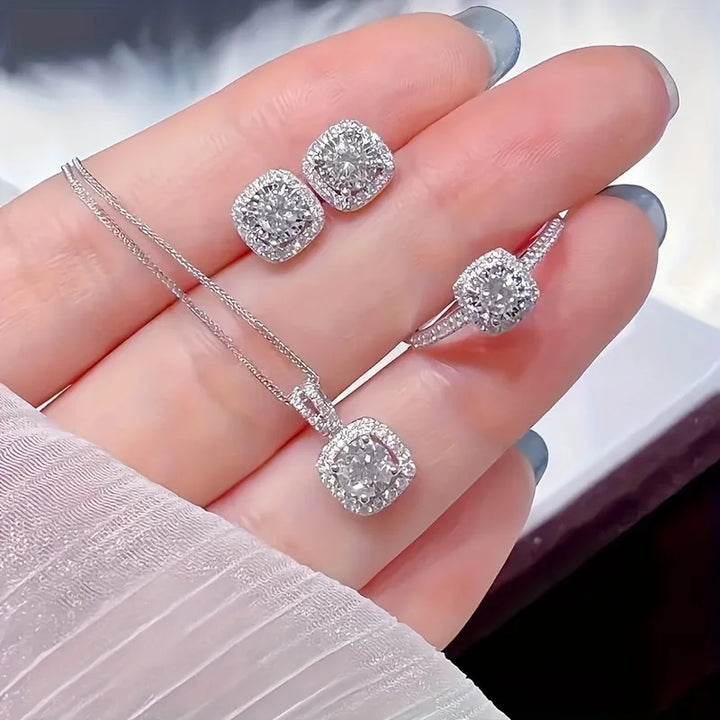 Luxe Ensemble de Bijoux en Forme de Cube