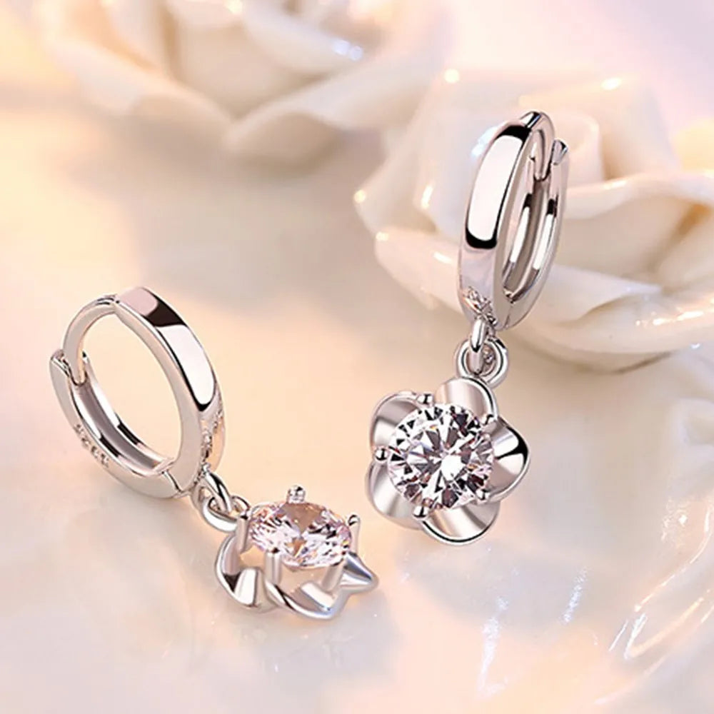 Boucles d'oreilles en argent sterling ornées de zirconium violet et blanc