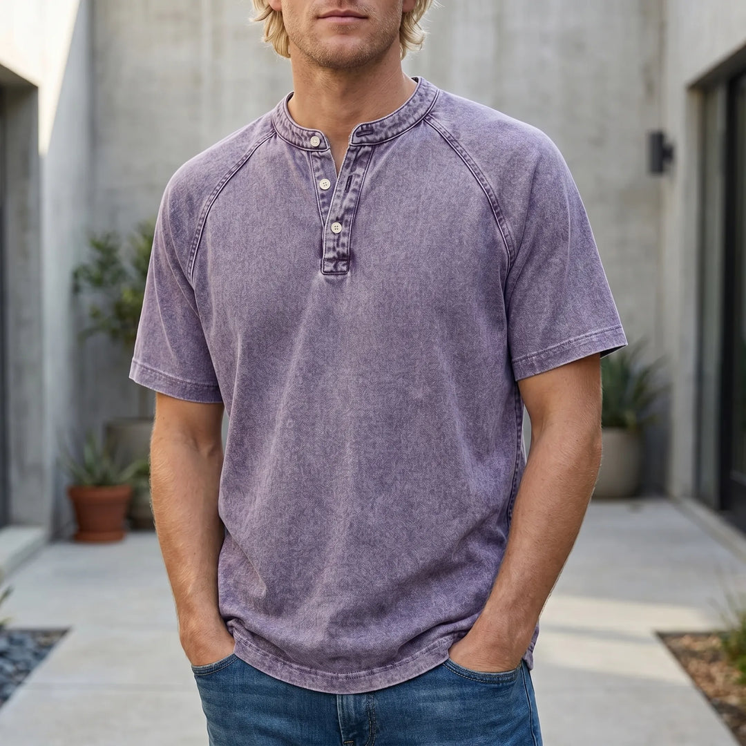 T-shirt pour homme | Chemise Henley vintage à boutons