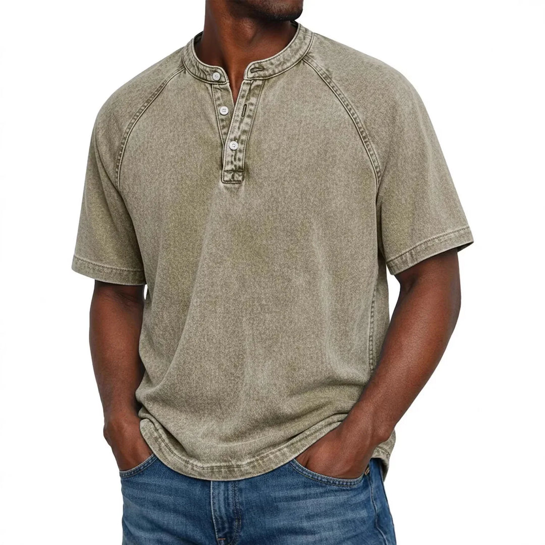 T-shirt pour homme | Chemise Henley vintage à boutons