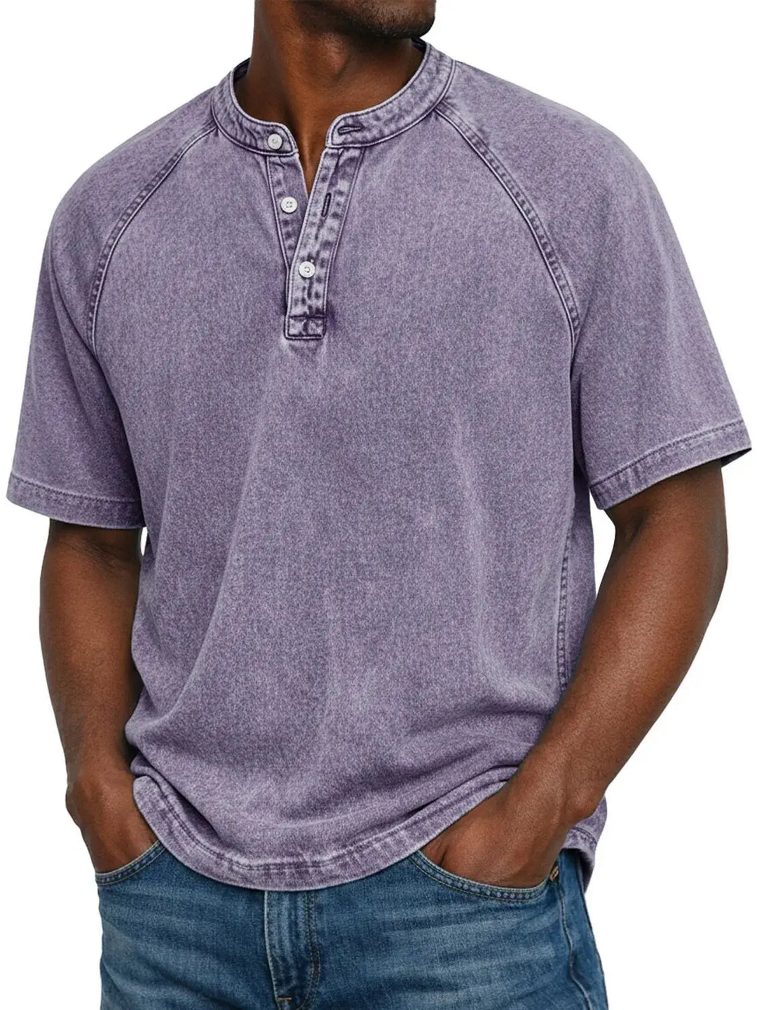 T-shirt pour homme | Chemise Henley vintage à boutons