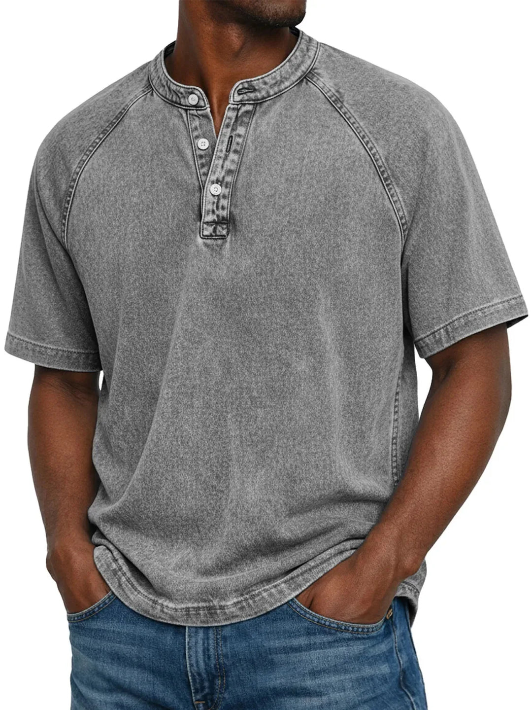 T-shirt pour homme | Chemise Henley vintage à boutons