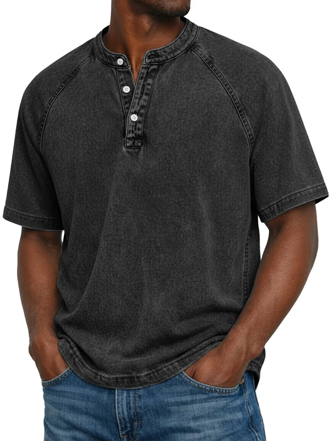 T-shirt pour homme | Chemise Henley vintage à boutons