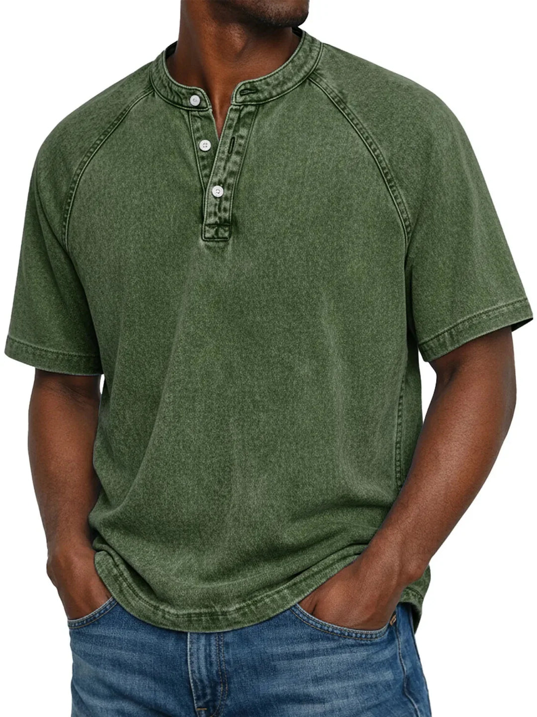 T-shirt pour homme | Chemise Henley vintage à boutons