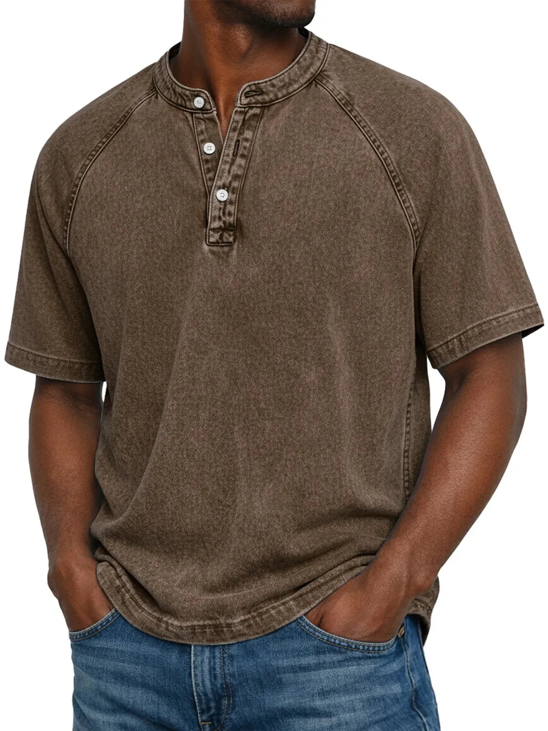 T-shirt pour homme | Chemise Henley vintage à boutons