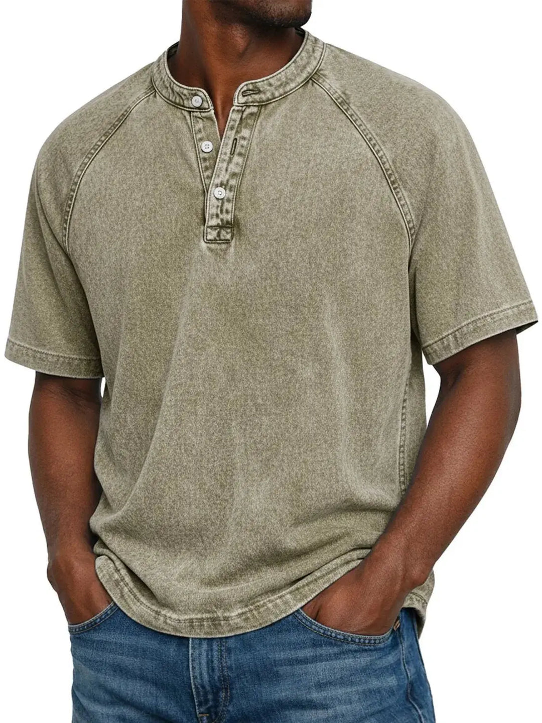 T-shirt pour homme | Chemise Henley vintage à boutons