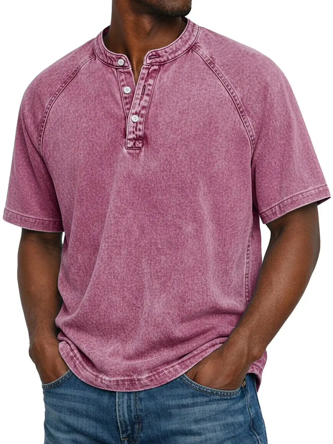 T-shirt pour homme | Chemise Henley vintage à boutons