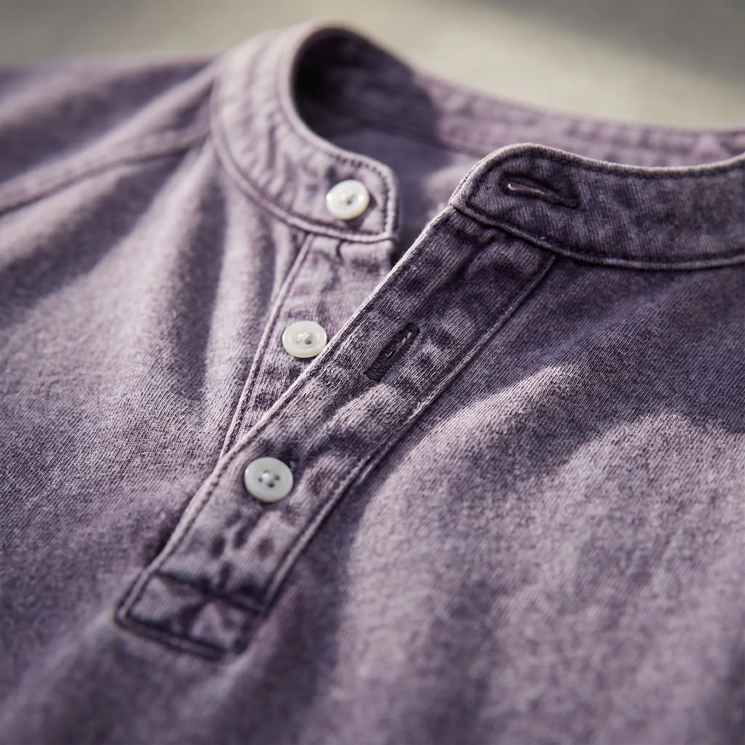 T-shirt pour homme | Chemise Henley vintage à boutons