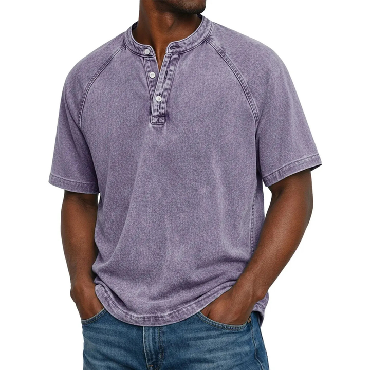 T-shirt pour homme | Chemise Henley vintage à boutons