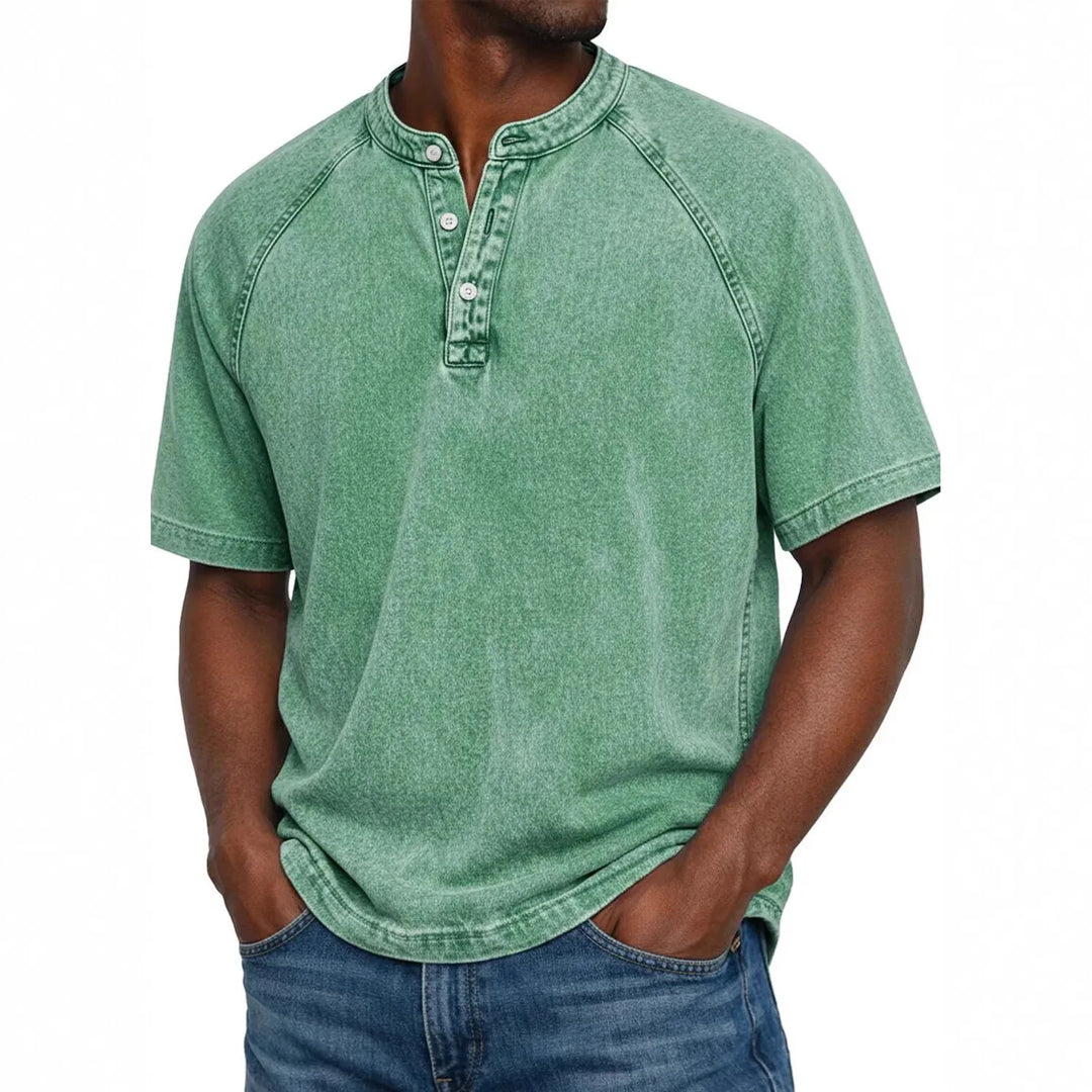 T-shirt pour homme | Chemise Henley vintage à boutons