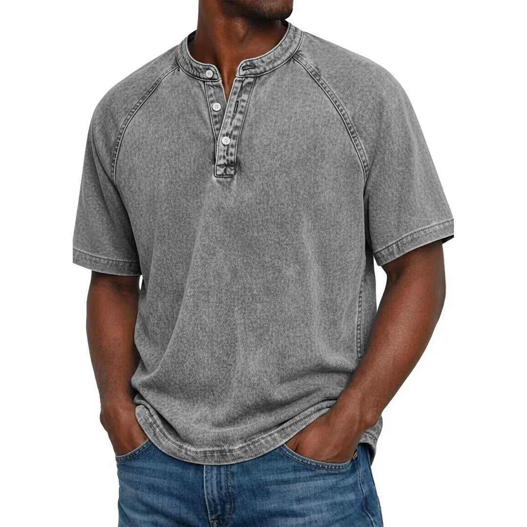 T-shirt pour homme | Chemise Henley vintage à boutons