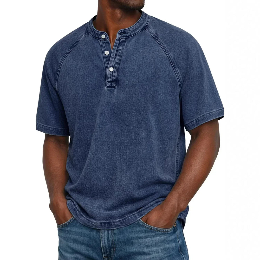 T-shirt pour homme | Chemise Henley vintage à boutons