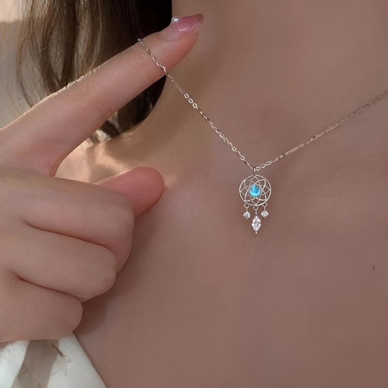Pendentif Attrape-rêves en Pierre de Lune