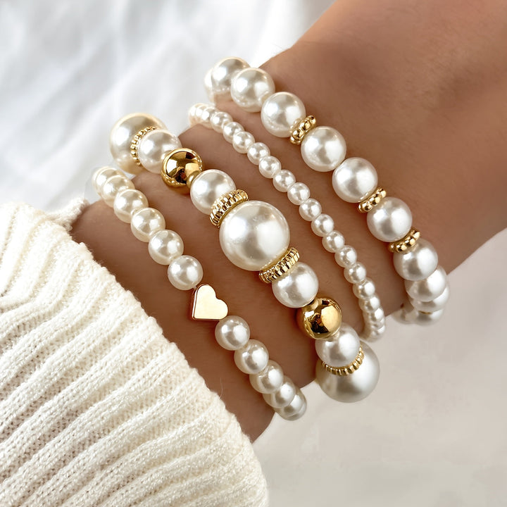 Ensemble de bracelets raffinés en forme de cœur ornés de perles