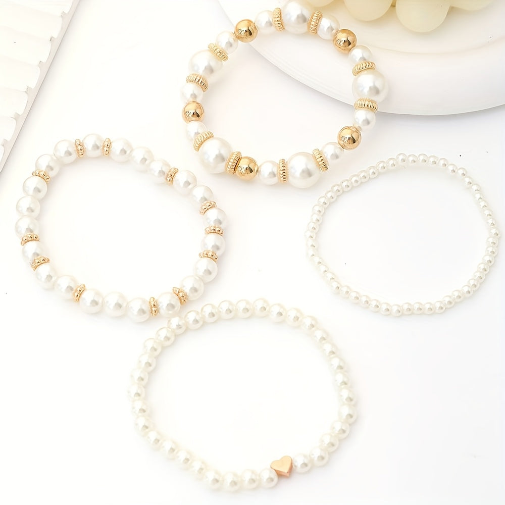 Ensemble de bracelets raffinés en forme de cœur ornés de perles