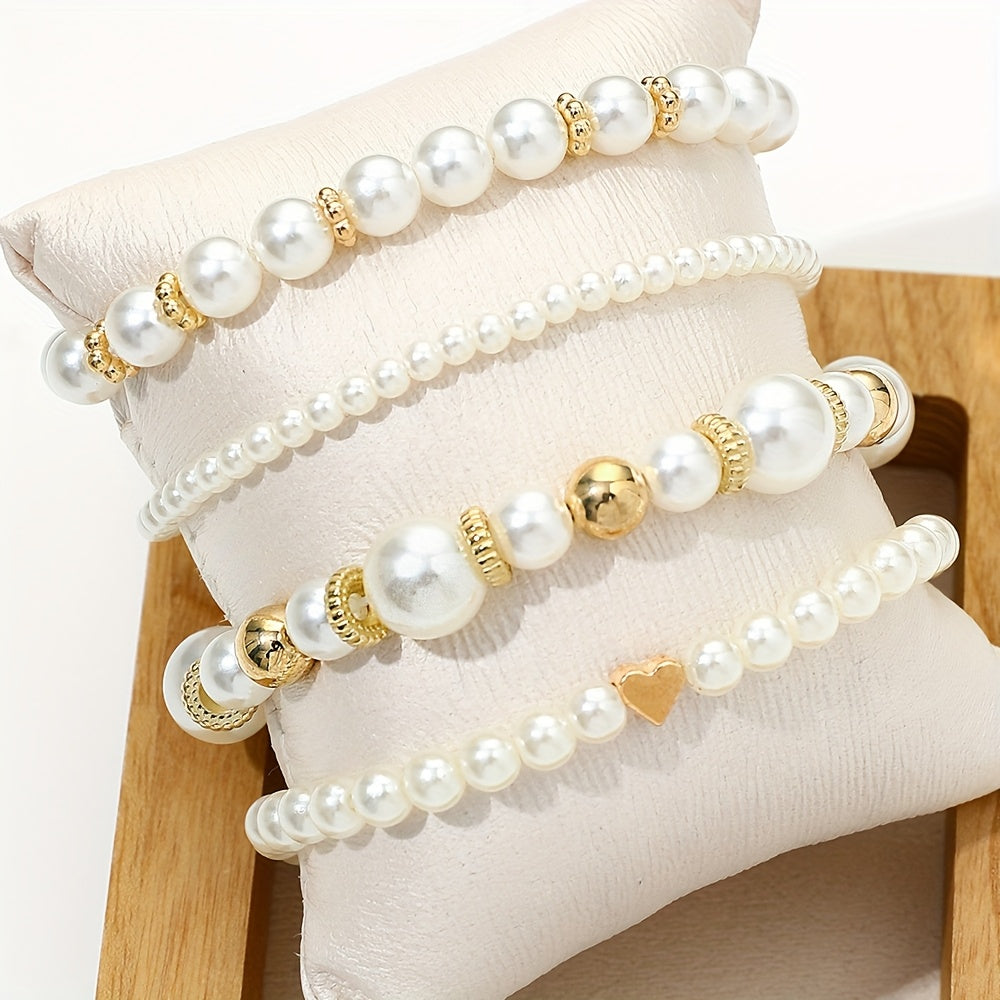 Ensemble de bracelets raffinés en forme de cœur ornés de perles