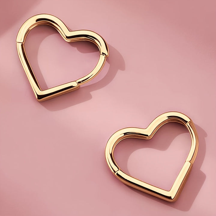Boucles d'oreilles en cœur en acier inoxydable doré