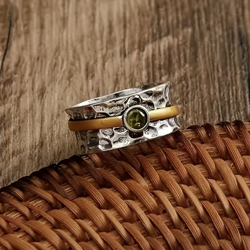 Élégante bague en zirconium vert
